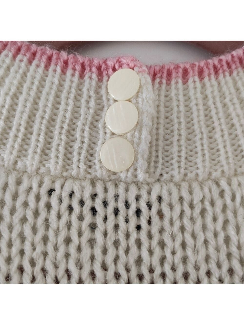 VINTAGE Impromptu White Chunky Knit Long Sleeve Sweater Size Large - Picture 5 of 6
